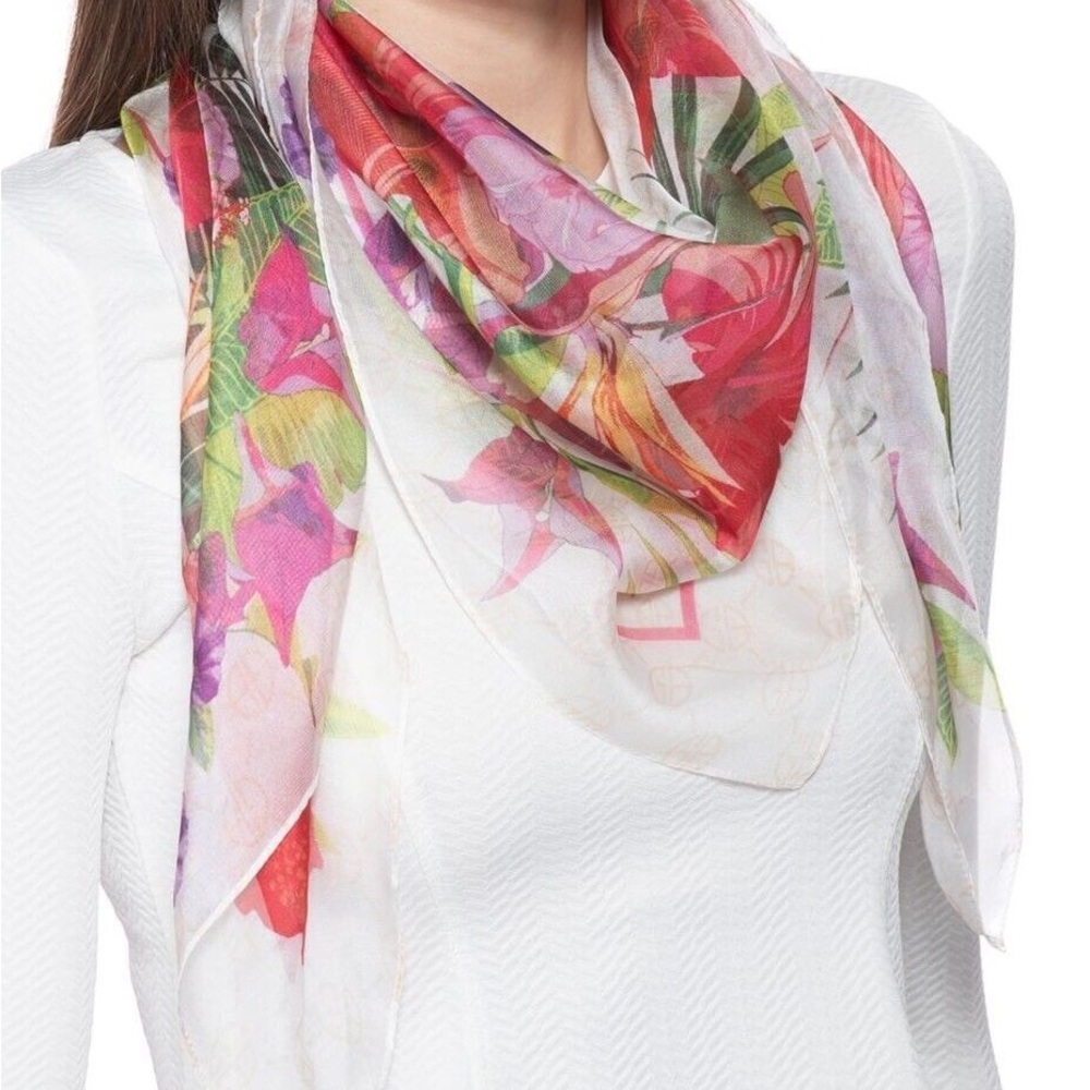 Tropical Floral Sheer Scarf
